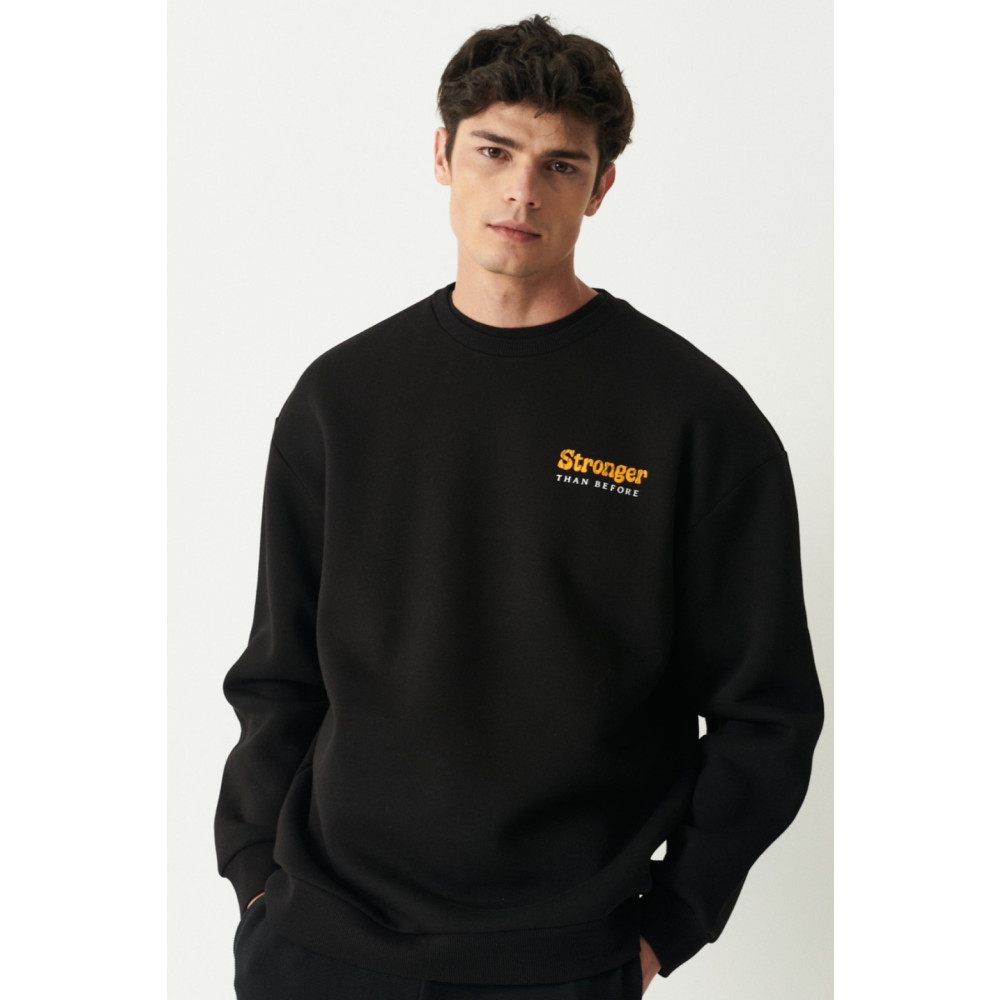 Riders by Lee Erkek Loose Fit Rahat Kesim Bisiklet Yaka Şardonlu Siyah Sweatshirt XXL Beden Bayan Sweatshirt Fiyatı
