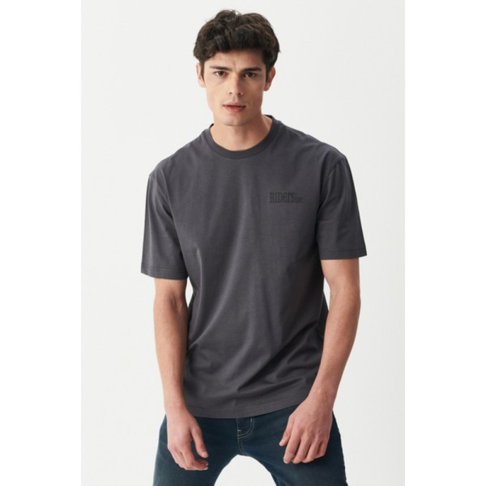 Riders By Lee Loose Fit %100 Pamuk Bisiklet Yaka Antrasit Tişört Erkek T-shirt Fiyatı