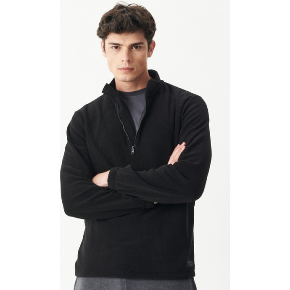 Riders By Lee Regular Fit Dik Yaka Yarım Fermuarlı Siyah Polar Erkek Sweatshirt Fiyatı