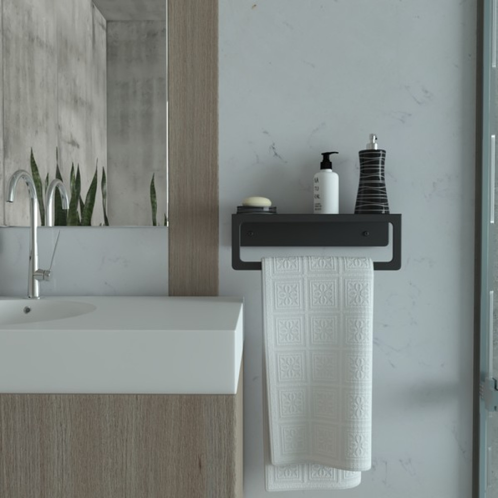 Rima Home Metal Banyo Rafı, Siyah Raflı Havluluk, Havlu Tutacağı, Mutfak Tuvalet Havluluğu, Modern Duş Askısı Havluluk Fiyatı