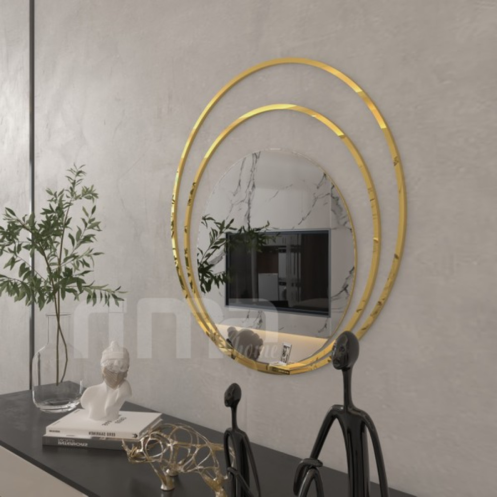 Rima Home Yuvarlak Kaplama Metal Çerçeve Ayna - Gold Ayna Fiyatı