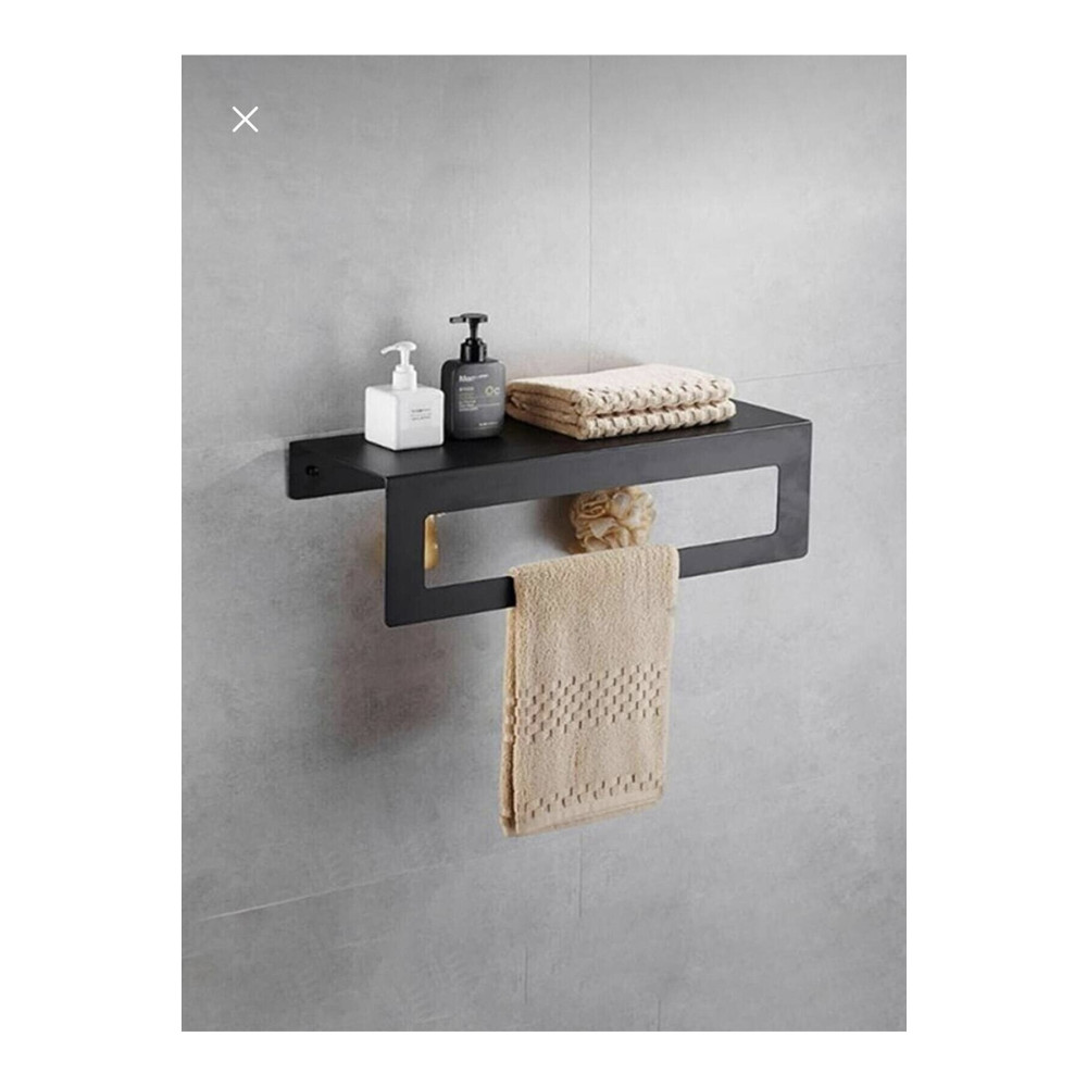 RimedaMetal Modern Metal Raflı Banyo Havlu Askısı - Hotel-apart-banyo Havlu Aksesuarı 30 Cm Banyo Askılık Fiyatı