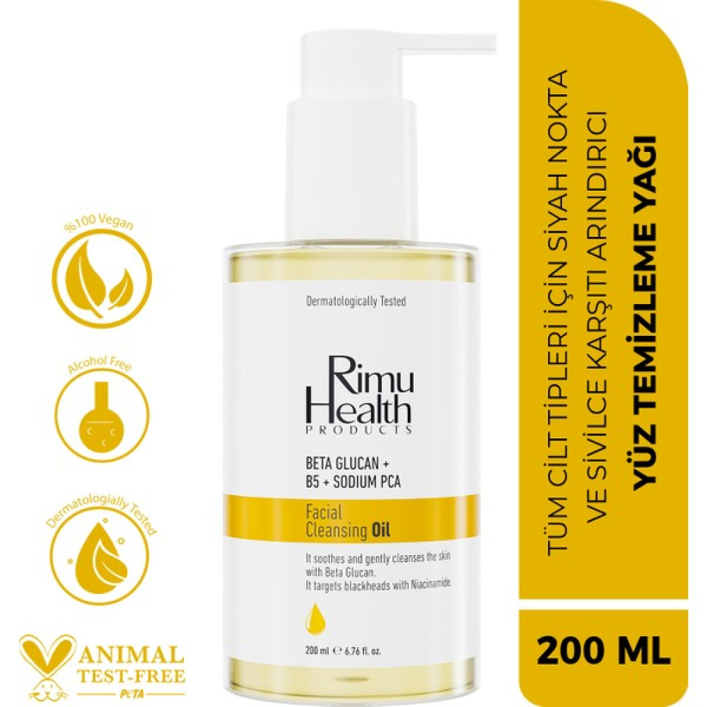Rimu Health Products Tüm Cilt Tipleri İçin Siyah Nokta ve Sivilce Karşıtı Arındırıcı Yüz Temizleme Yağı 200 ml Makyaj Temizleyicileri Fiyatı