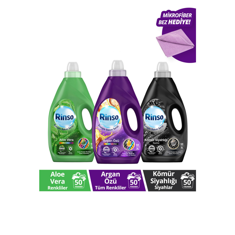 Rinso Komple Bakım Sıvı Deterjanı 3l Argan Özü Aloe Vera Kömür Siyahlığı Mikrofiber Bez Hediye Çamaşır Deterjanı Fiyatı