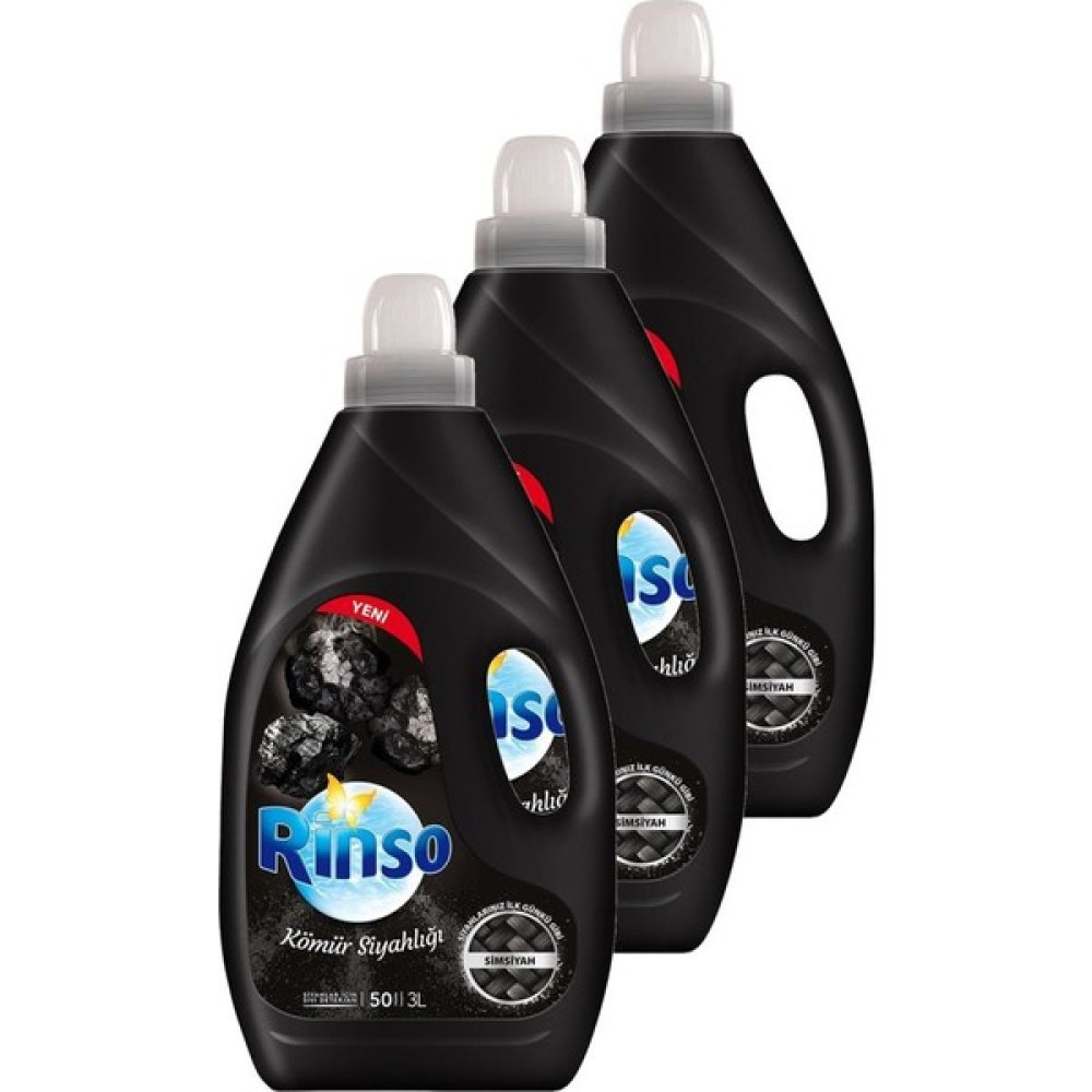 Rinso Kömür Siyahlığı Siyahlar İçin Çamaşır Deterjanı 3000 ml Üçlü Set Çamaşır Deterjanı Fiyatı