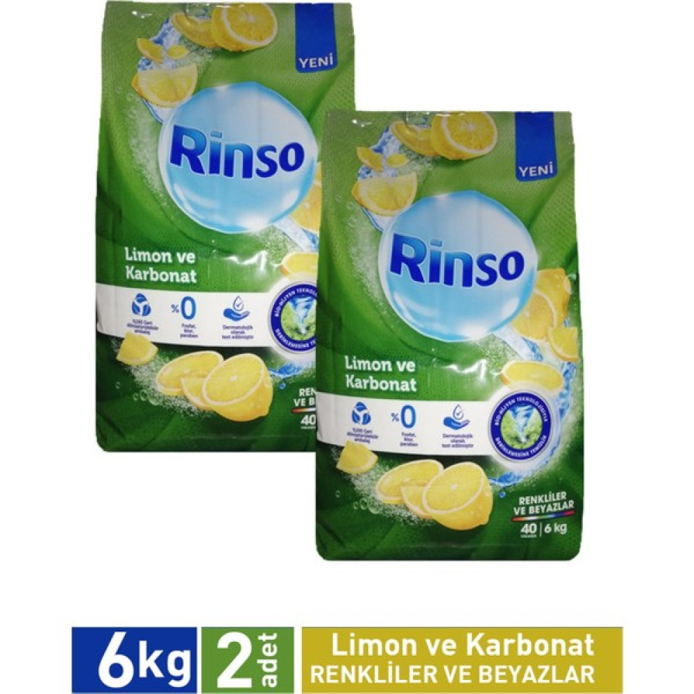 Rinso 'limon ve Karbonat Renkliler ve Beyazlar Için Toz Çamaşır Deterjanı 6 kg x 2 Adet Çamaşır Deterjanı Fiyatı