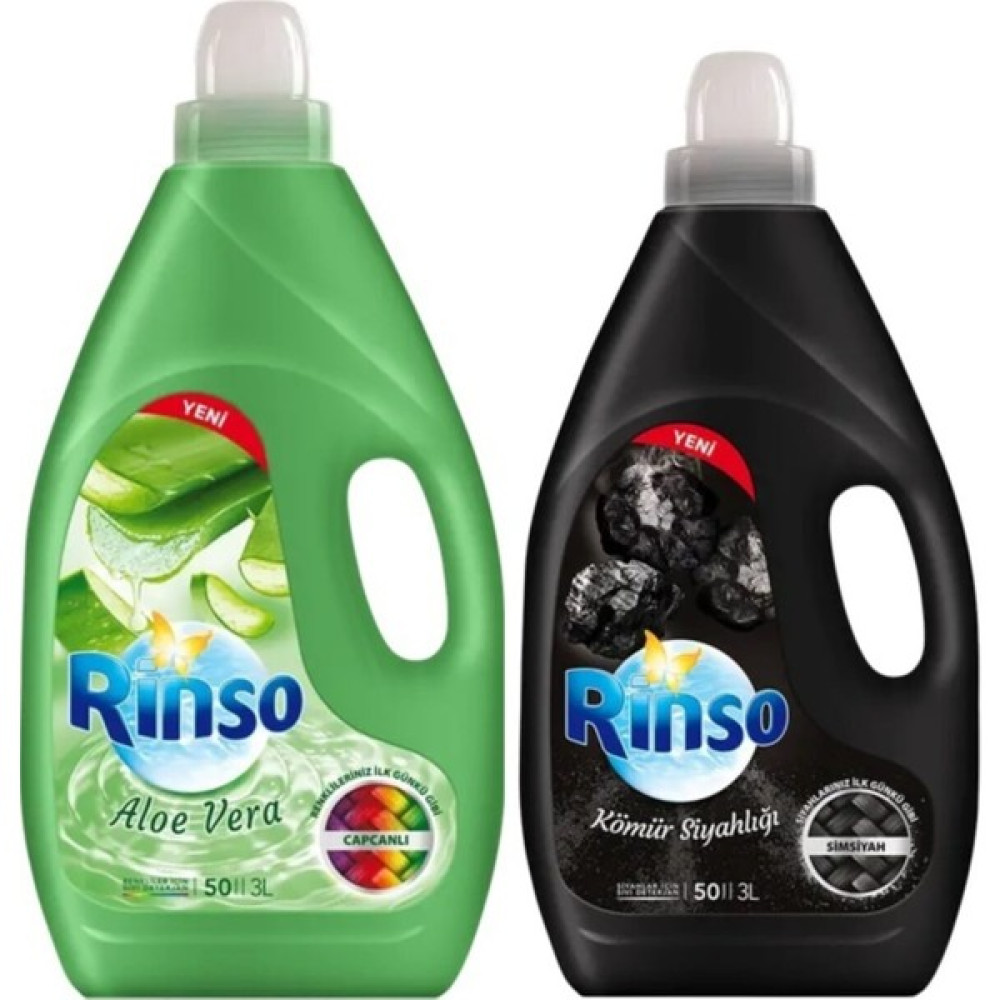 Rinso Sıvı Aloe Vera Renklıler 3 L+ Rınso Sıvı Kömür Siyahlığı 3 L - 3 lt Çamaşır Deterjanı Fiyatı