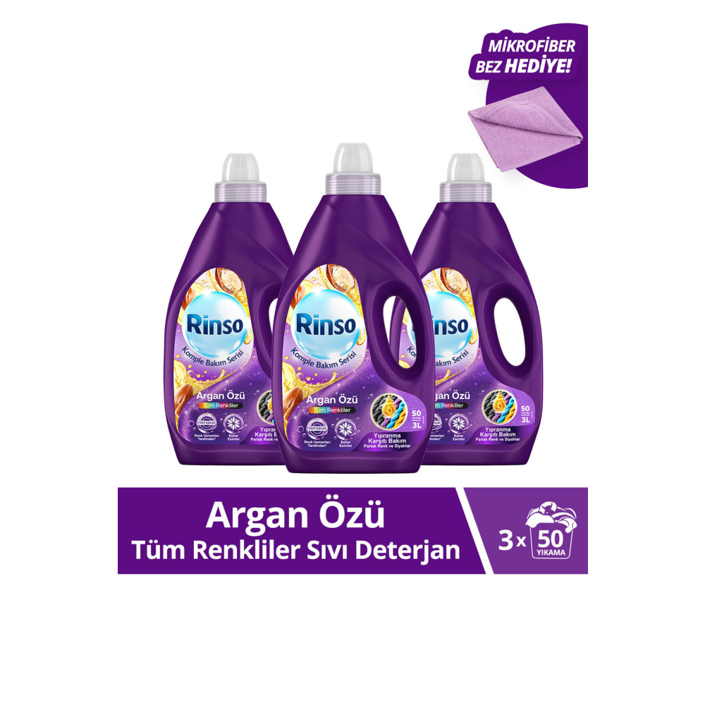 Rinso Sıvı Çamaşır Deterjanı Komple Bakım Serisi Argan Özü 3l X3 Mikrofiber Bez Hediye Çamaşır Deterjanı Fiyatı