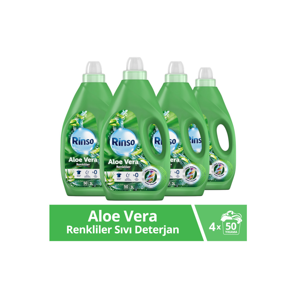 Rinso Sıvı Deterjan Aloe Vera Renkiler 3lt 4 Adet Çamaşır Deterjanı Fiyatı