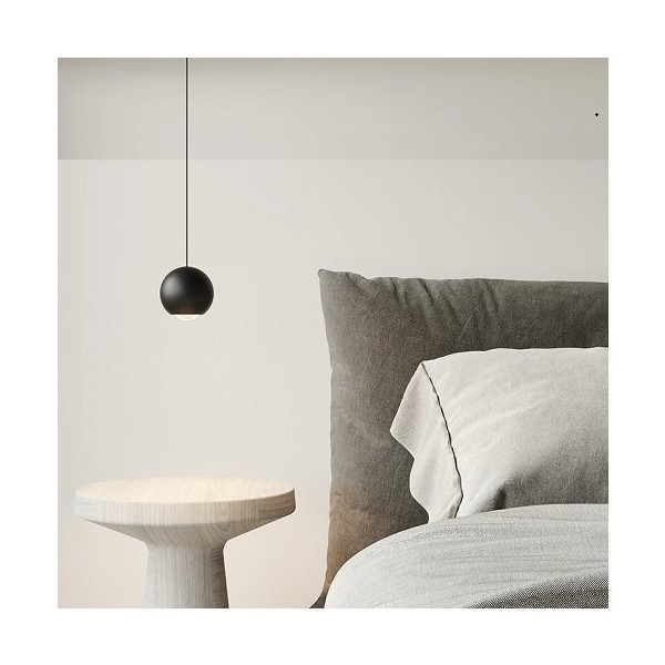 Riolight Modern Siyah 1XE27 Duylu Yatak Başı Metal Sarkıt Avize ÇAP:20CM - 1 Avize Fiyatı