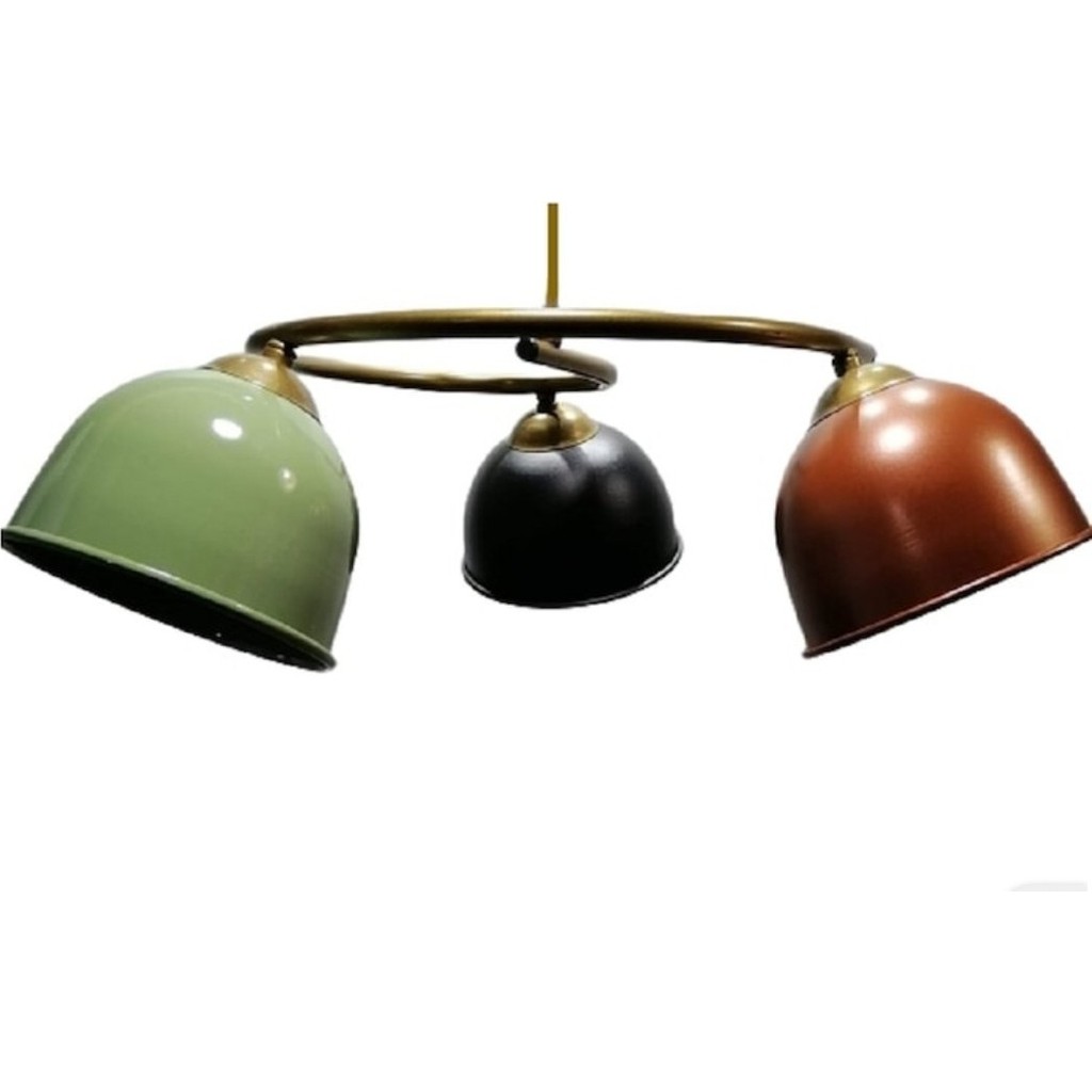 Riolight Modern Üçlü Renkli Başlık Metal Sarkıt Avize - Eskitme - 3 Avize Fiyatı