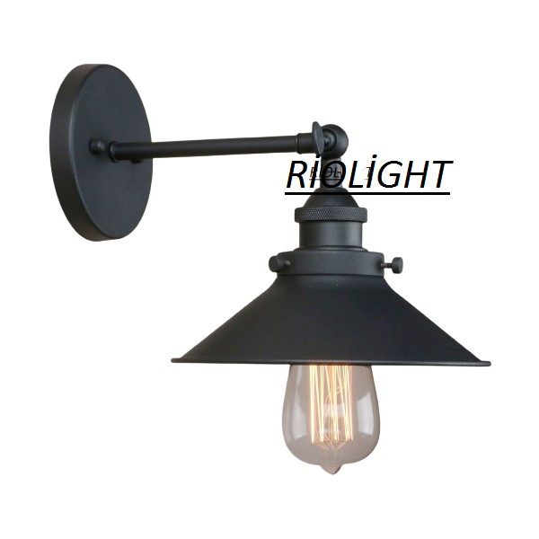 Riolight Retro Mafsallı Hareketli Başlık Aplik Şapka Çapı: 22CM - Siyah Aplikler Fiyatı