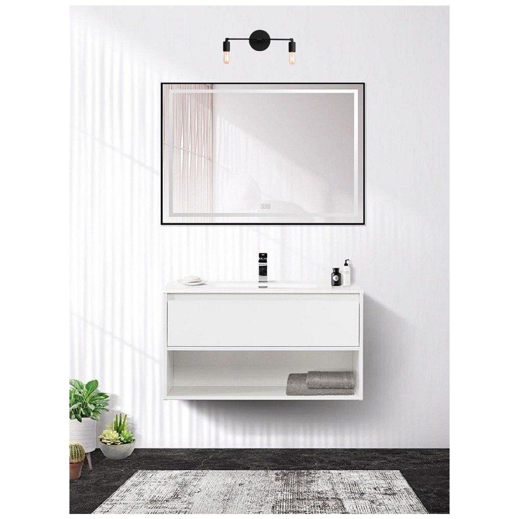 Riolight Retro Modern Vintage Siyah 2XE27 Duylu Ayna Üstü Duvar Aplik Aplikler Fiyatı
