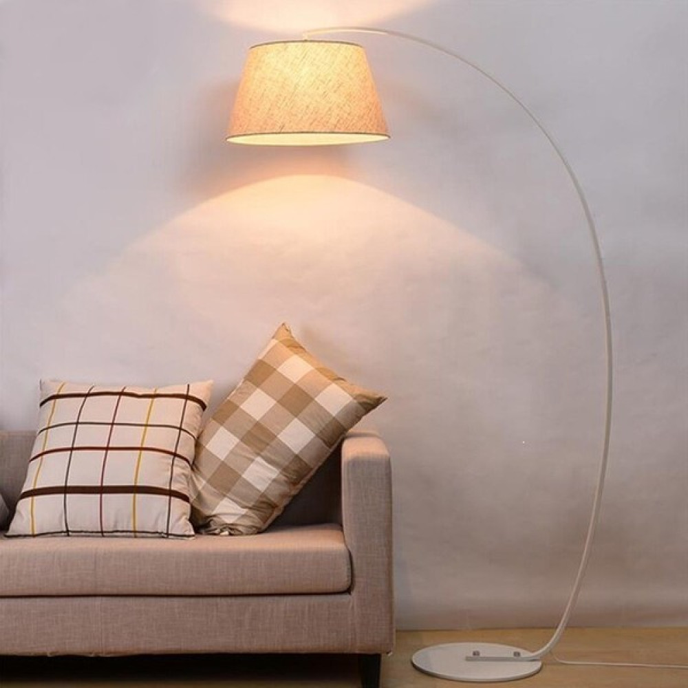 Riolight Retro Rustik Beyaz Gövde Krem Kumaş Başlık Metal Lambader Köşe Lambası Şapka ÇAPI:45CM Lambader Fiyatı