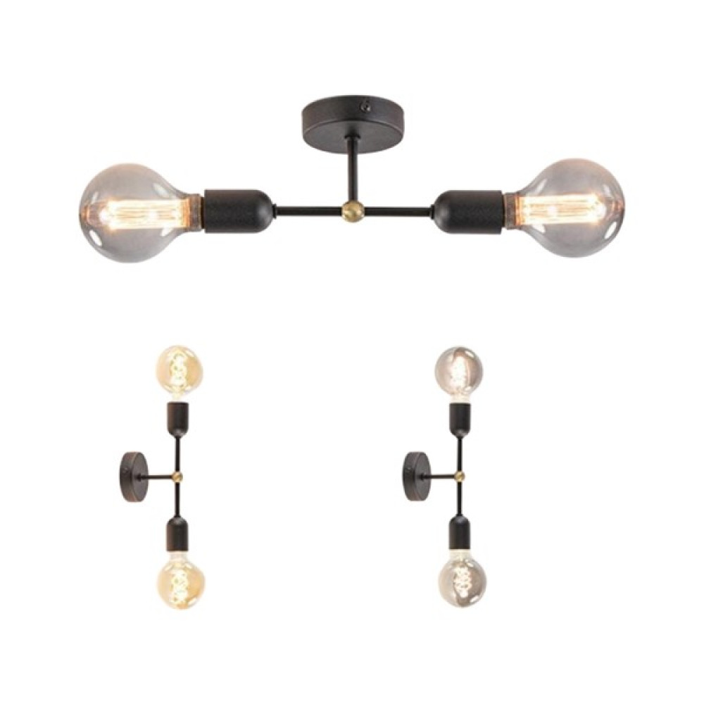 Riolight Retro Tavan Armatürü - Siyah - 2'li Avize Fiyatı
