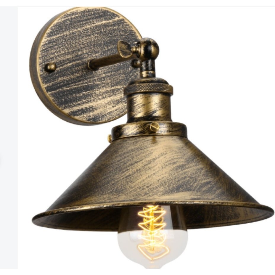 Riolight Retro1,rustik,vintage1 Fırçalı Matt Sarı 1XE27 Hareketli Başlık Metal Duvar Aplik ÇAP:23CM - Eskitme - Siyah Aplikler Fiyatı