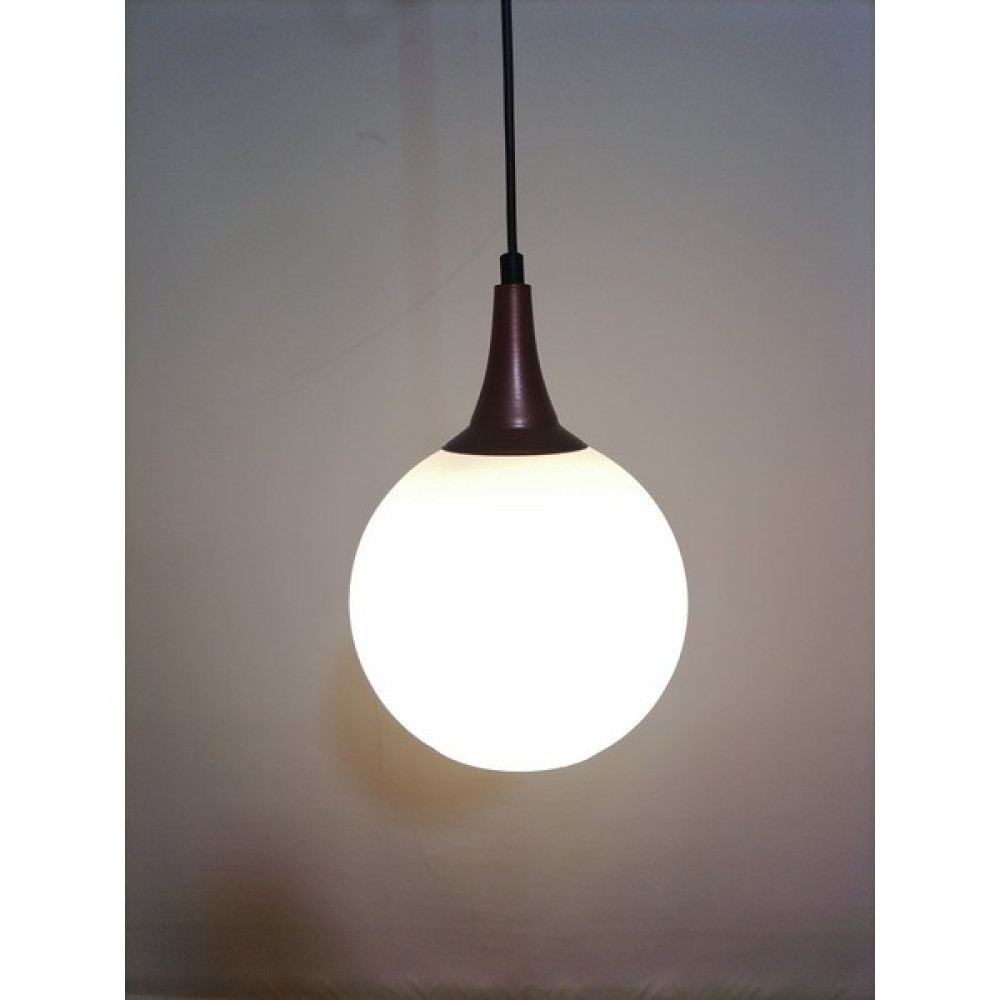 Riolight Retro,Rustik Oda,Koridor, Cafe Için Bakır Aksesuarlı Opal Cam Tekli Sarkıt Avize Çap:20 Cm - Beyaz - 1'li Avize Fiyatı