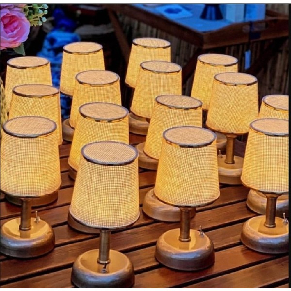 Riolight Retro,rustik,vintage Ledli Pilli Restorant,odalar,oteller,cafeler Için Abajur Gece Lambası - Bej Abajur Fiyatı