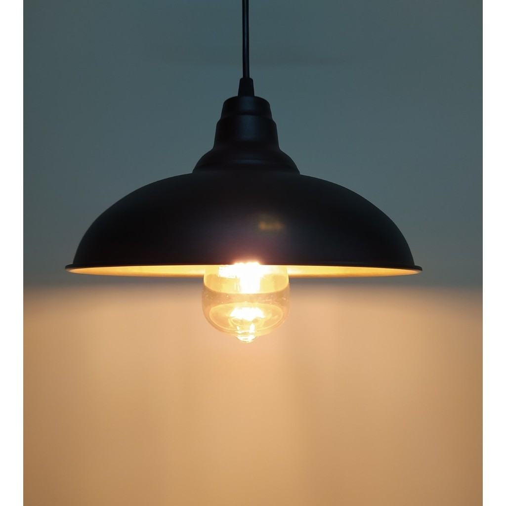 Riolight Retro,vintage,rustik 1xe27 duylu Siyah Tekli Metal Sarkıt avize Çap: 25CM - 1'li Avize Fiyatı