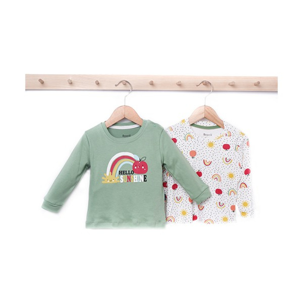 Rise and Raba Kız Bebek Pamuklu Bisiklet Yaka Uzun Kollu Omuzları Çıtçıtlı 2'li Sweat 3-18 Aylık Bebek Sweat Shirt Fiyatı