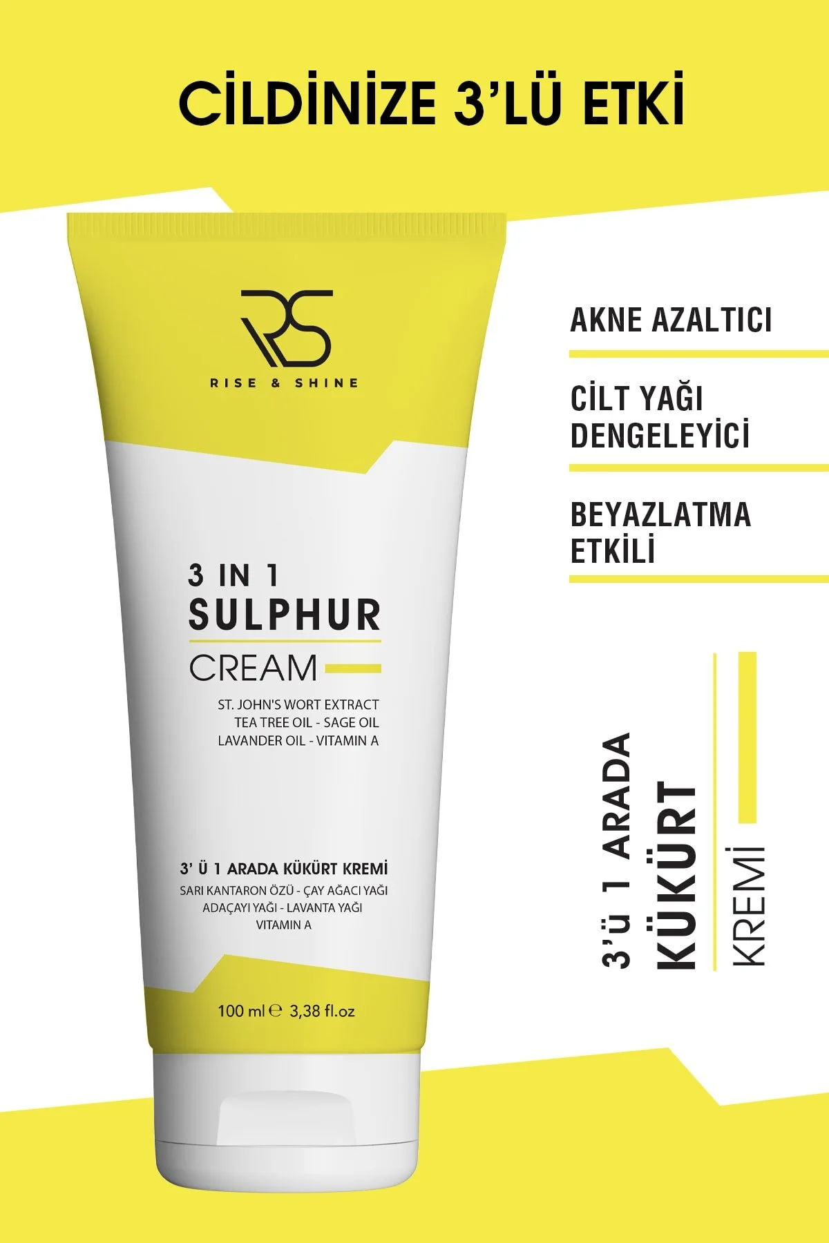 Rise & Shine 3 In 1 Kükürt Kremi - 100 Ml" Cilt ve Yüz Bakımı Fiyatı