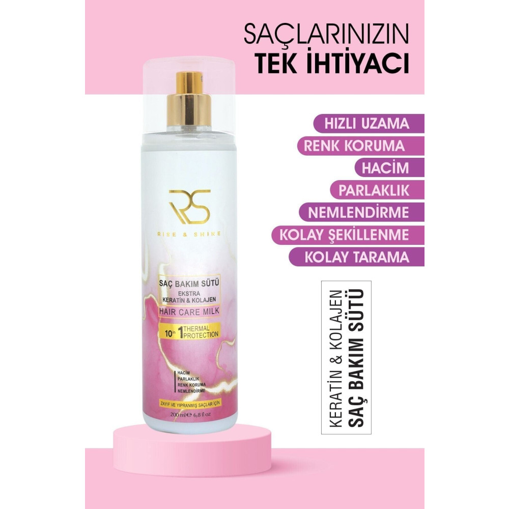 Rise & Shine Keratin Kolajen Saç Bakım Sütü 200 ml Saç Şekillendirici Sprey Fiyatı