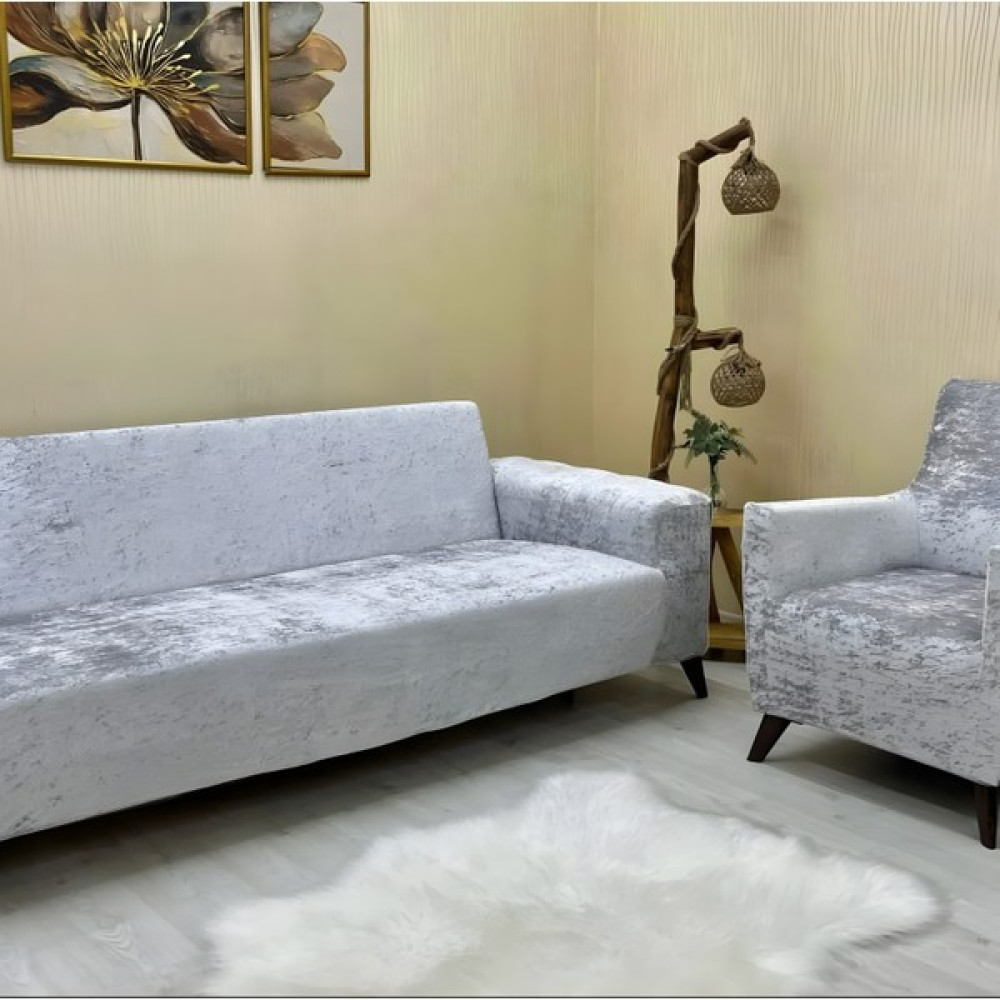 Riseler Home Riselerhome Parlak Kadife 3+3+1+1 Lastikli Kanepe Örtüsü | Lastikli Koltuk Örtüsü | Koltuk Kılıfı Takımı - 180 x 230 cm - Gri Koltuk & Kanepe Örtüsü Fiyatı