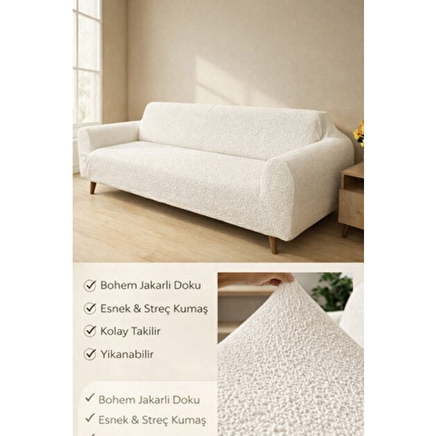 riselerhome Bohem Desen Jakarlı 3 Kişilik Kanepe Örtüsü | Lastikli Koltuk Örtüsü |çekyat Örtüsü| Koltuk Kılıfı - 180 x 230 cm - Krem SSD / Solid State Drive Fiyatı