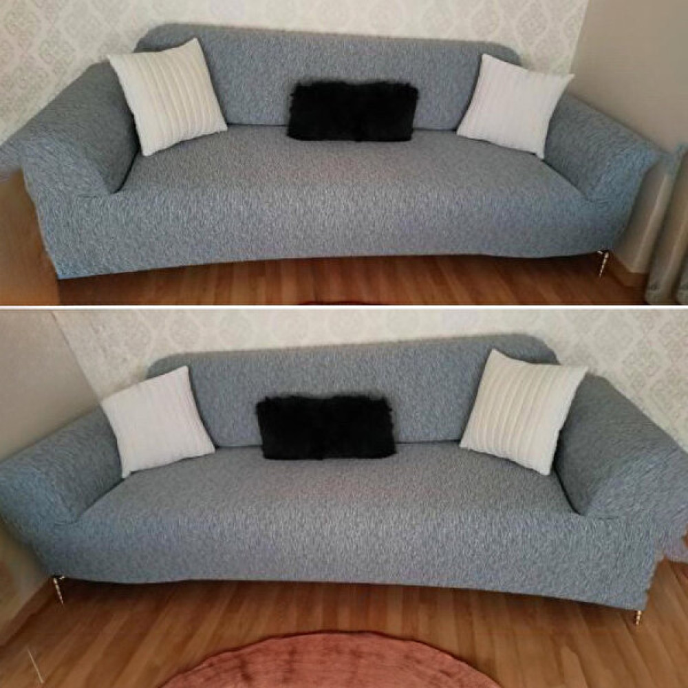 riselerhome Riselerhome Jakarlı 3 Kişilik Lastikli Gri Koltuk Kılıfı Çekyat Koltuk Örtüsü Streç Esnek Kanepe Kılıfı Düz Desen - 180 x 230 cm Koltuk & Kanepe Örtüsü Fiyatı