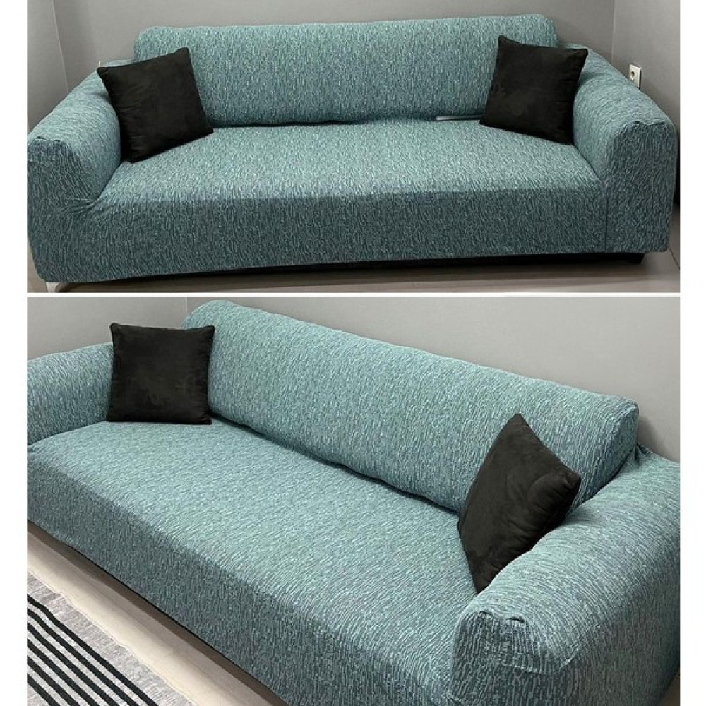riselerhome Riselerhome Jakarlı 3 Kişilik Lastikli Gri Koltuk Kılıfı Çekyat Koltuk Örtüsü Streç Esnek Kanepe Kılıfı Düz Desen - 180 x 230 cm - Mint Koltuk & Kanepe Örtüsü Fiyatı