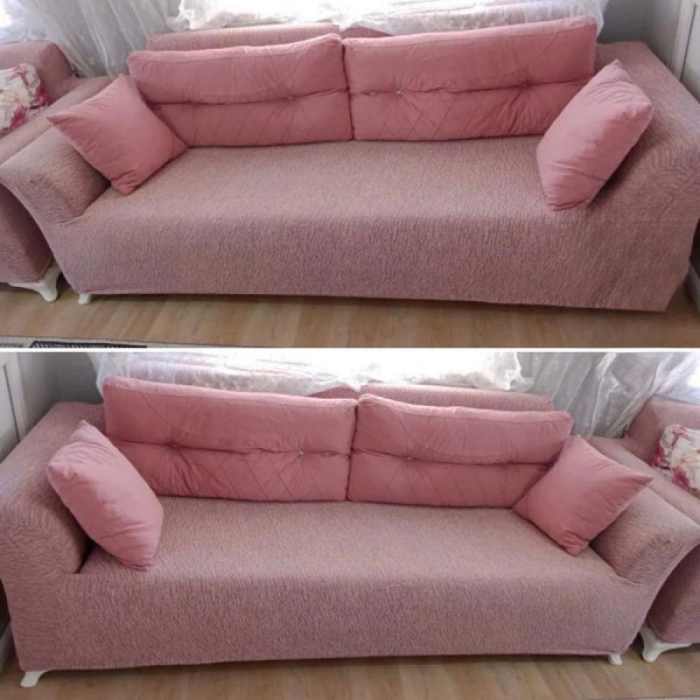 riselerhome Riselerhome Jakarlı 3 Kişilik Lastikli Gri Koltuk Kılıfı Çekyat Koltuk Örtüsü Streç Esnek Kanepe Kılıfı Düz Desen - 180 x 230 cm - Pembe Koltuk & Kanepe Örtüsü Fiyatı