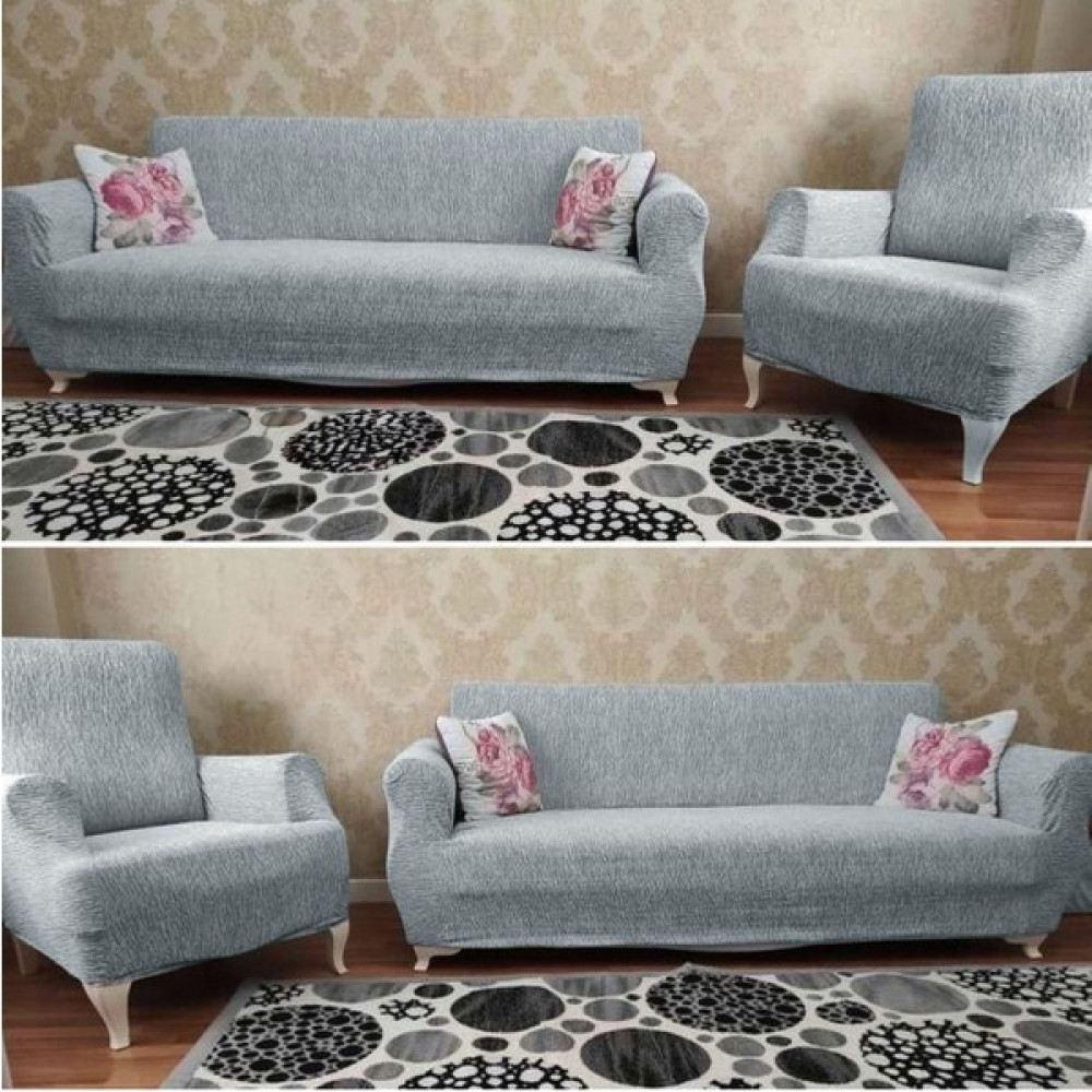 riselerhome Riselerhome Jakarlı Düz Desen Esnek Kanepe Kılıfı Tamıkı Koltuk Örtüsü 3+3+1+1 Yıkanabilir Koltuk Kılıfı Kanepe Çekyat Örtüsü - Gri Koltuk & Kanepe Örtüsü Fiyatı