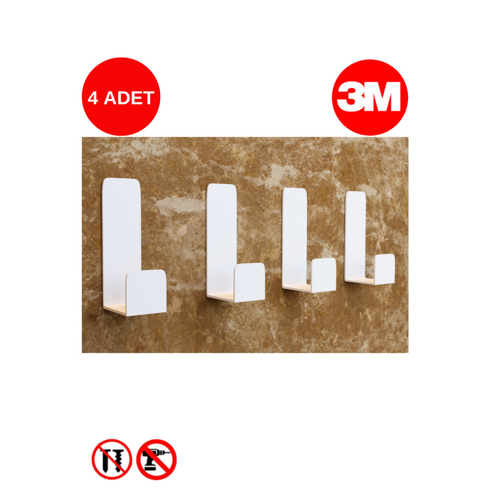 risingmaber 4 Adet Metal Beyaz 3m Yapışkanlı Askılık Kapı Arkası Bornoz Askılığı Mutfak Askı Banyo Askılık Mt75b Banyo Askılık Fiyatı