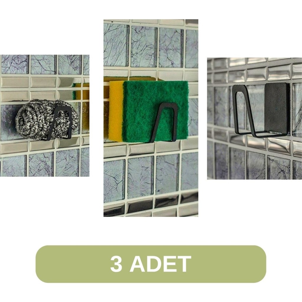 Risingmaber Paslanmaz Çelik Mutfak Banyo Sünger Tutucu Bulaşık Teli Tutucu Sabun Tutucu 3 Adet. - Mat Siyah - Yükseklik: 4.5cm Genişlik: 4.5cm En: 3.5cm Sabunluk Fiyatı