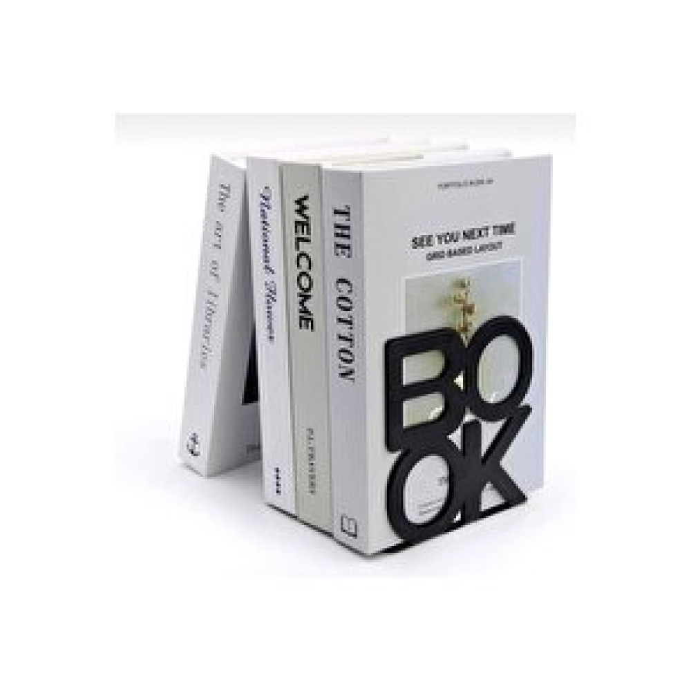 Risingmaber Siyah Book Yazı Desenli Model Kitap Desteği - Dekoratif Estetik Kitap Tutucu 4'lü Set Kitap Tutucu / Desteği Fiyatı