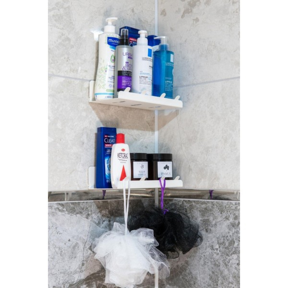 Risingmaber Yapışkanlı 2 Li Beyaz Köşe Şampuan Tutucu, Banyo Düzenleyici, Mutfak ve Raf Düzenleyici Banyo Rafı Fiyatı