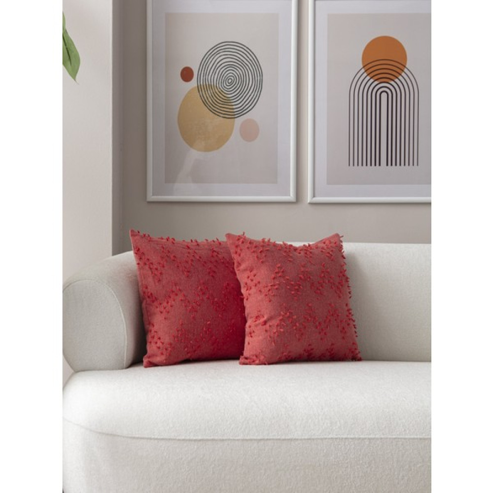 Ritim Desenli Ikili Punch Işlemeli Keten Kırlent Kılıfı 43 x 43 cm , Dekoratif Kırlent Kılıfı - Beyaz Kırlent / Mobilya Yastığı Fiyatı
