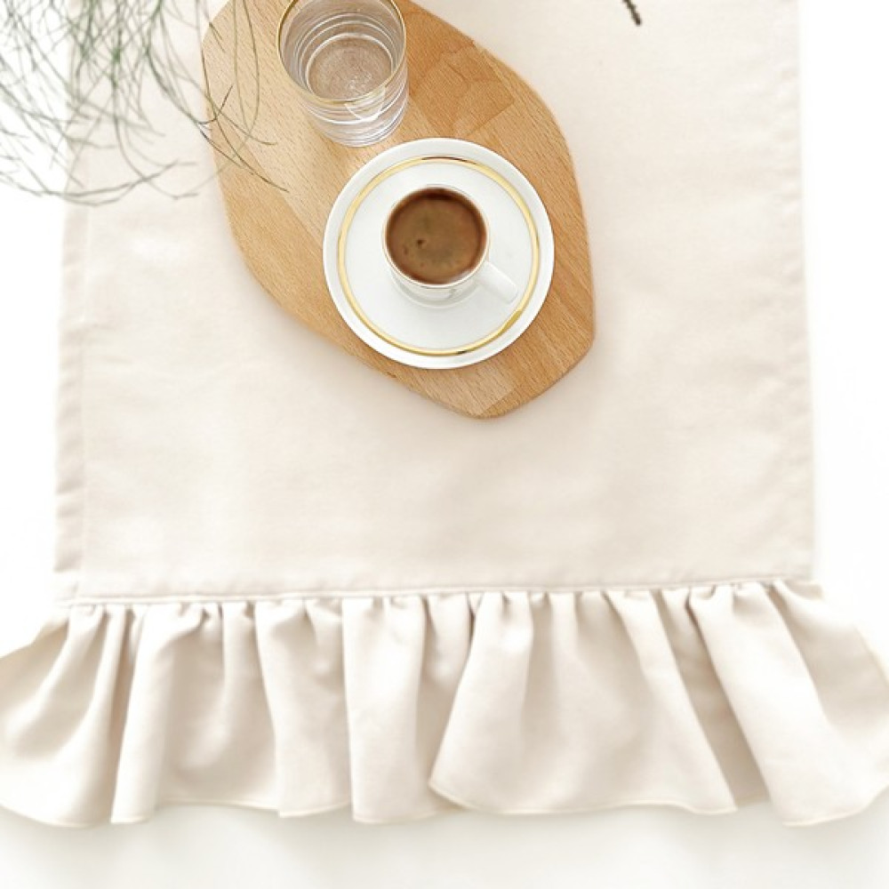 Ritmo Home Fırfırlı Vintage İskandinav Runner Krem - 40 x 160 cm Masa Örtüsü Fiyatı