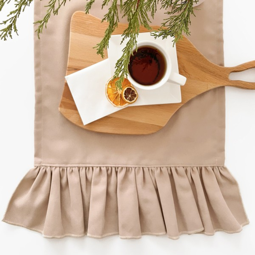 Ritmo Home Fırfırlı Vintage İskandinav Runner Vizon - 40 x 160 cm Masa Örtüsü Fiyatı