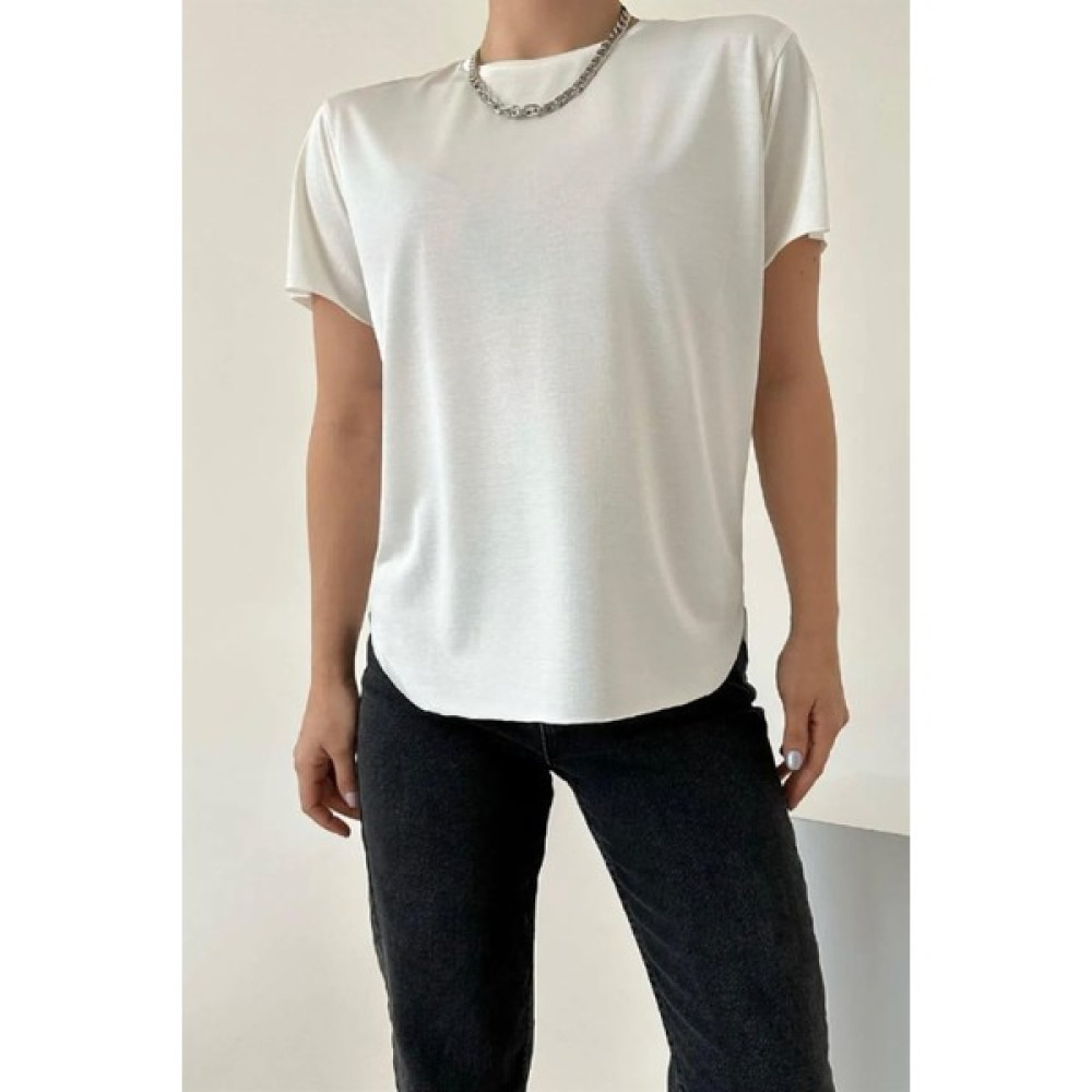Ritnice Kadın Ekru %100 Modal Lazerkesim T-Shirt Bayan T-shirt Fiyatı