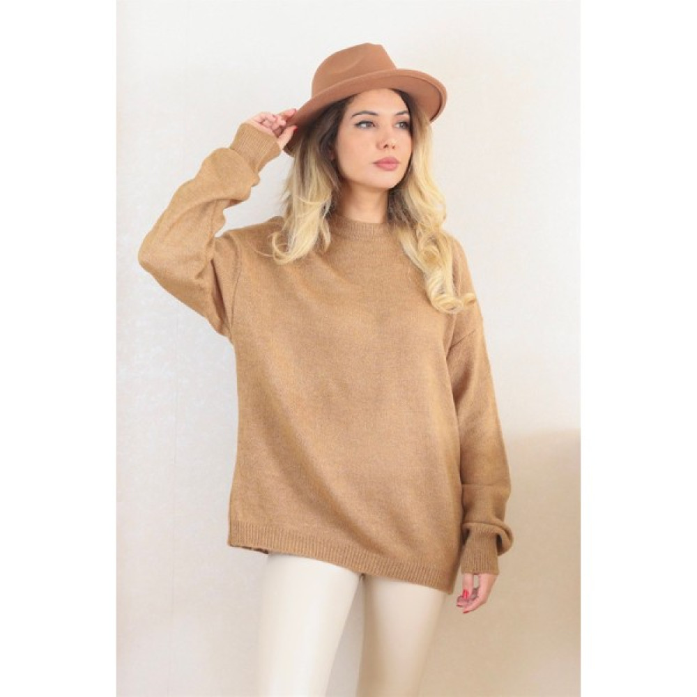 Ritnice Kadın Kahve Oversize Basic Kazak Bayan Kazak & Süveter & Triko Fiyatı