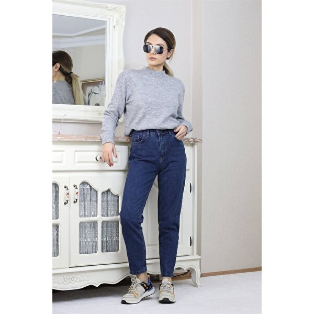 Ritnice Kadın Lacivert Motto Mom Jean Bayan Jeans / Kot Pantolon Fiyatı