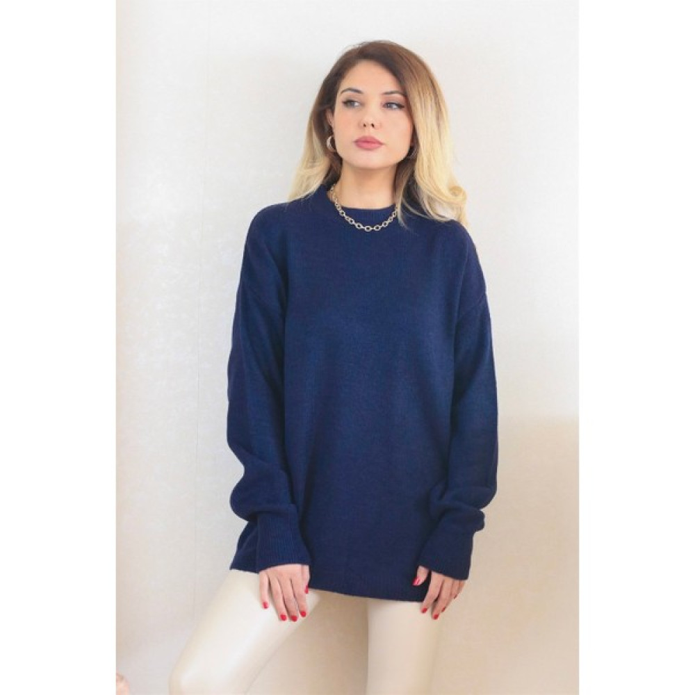 Ritnice Kadın Lacivert Oversize Basic Kazak Bayan Kazak & Süveter & Triko Fiyatı
