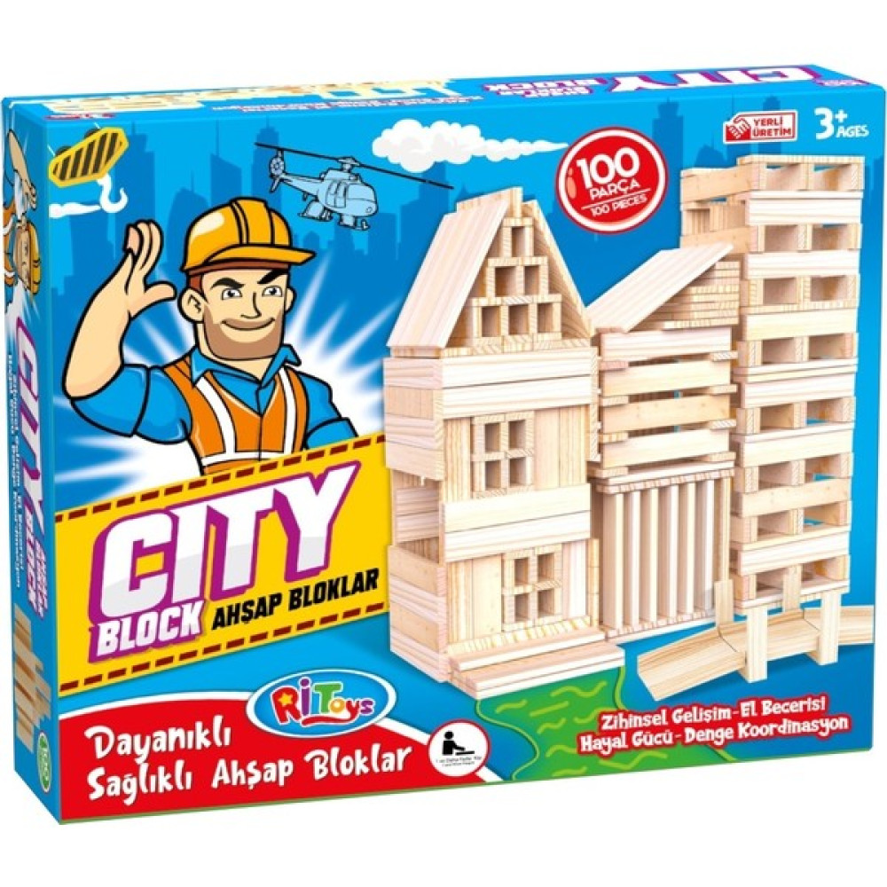 Ritoys City Blok Ahşap Bloklar 100 Parça Dayanıklı Sağlıklı Ahşap Bloklar Eğitici Oyuncak Fiyatı