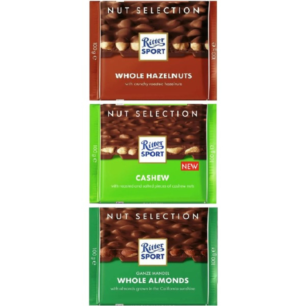 Ritter Sport Bademli, Kajulu, Bütün Fındık Sütlü Çikolata - Cashew,almond,hazelnut - 100 gr Çikolata ve Gofret Fiyatı