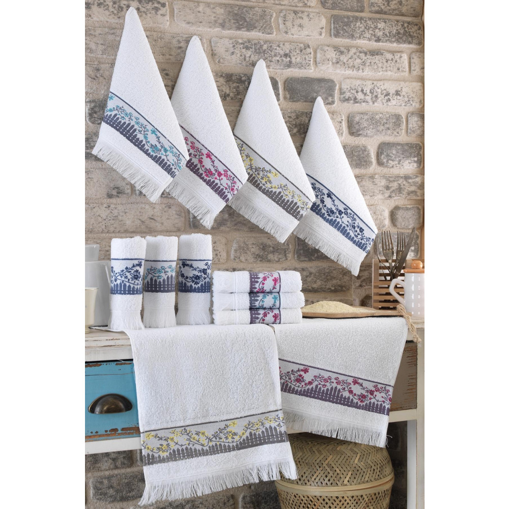 Riva Garden Çiçek Nakışlı 12li 30x50 Cm El Ve Yüz Havlu Seti Mutfak Havlusu Banyo Havlusu Fiyatı