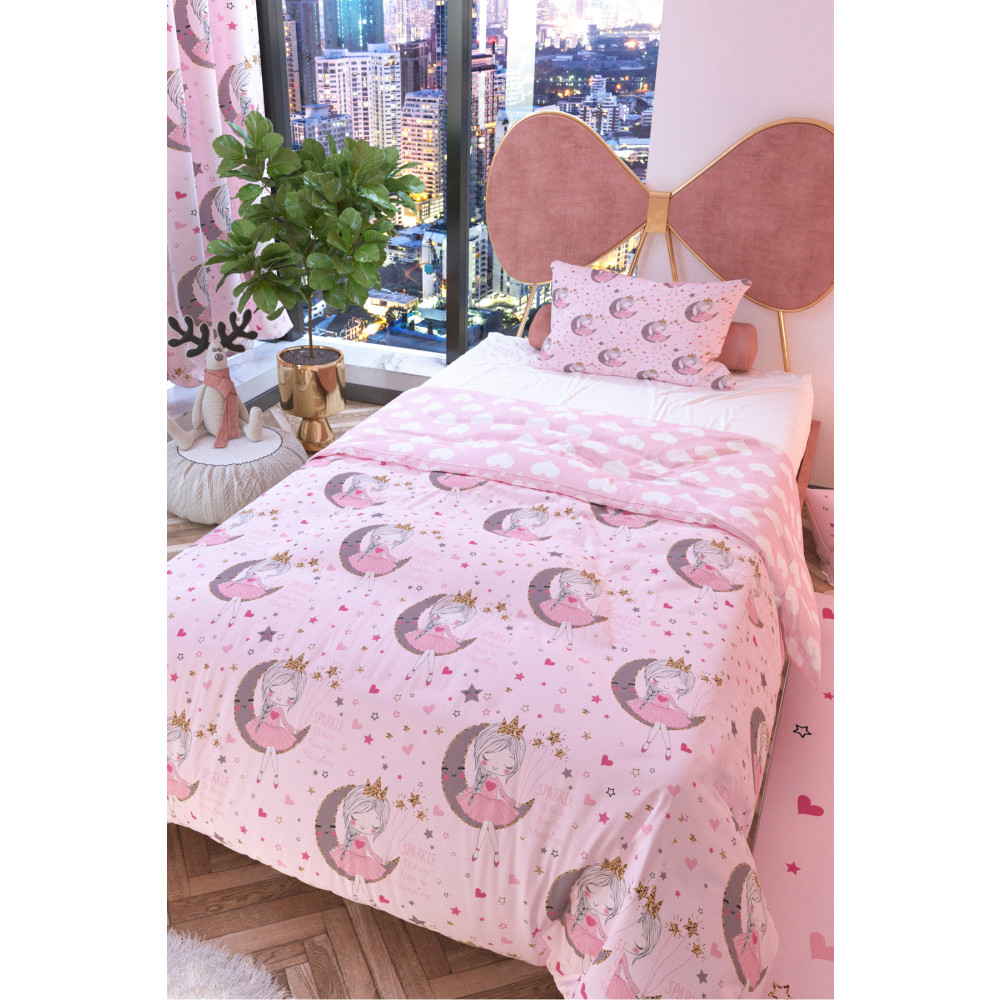 Rivaİstanbul Ay Kız Pudra Çift Taraflı Çocuk Nevresim Takımı Polycotton Bebek Nevresim Takımı Fiyatı