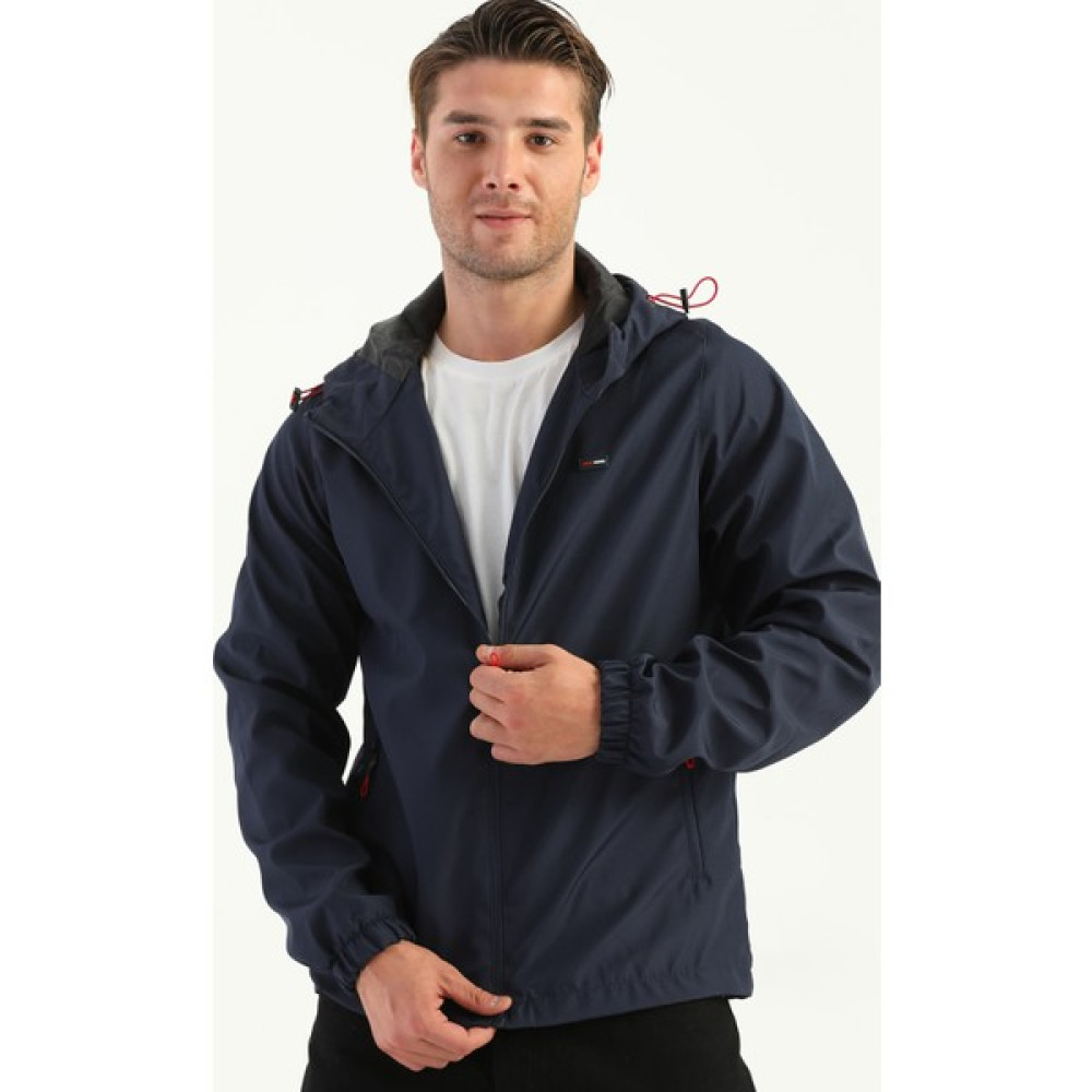 River Club Erkek Lacivert Içi Astarlı Suya Dayanıklı Kapüşonlu Cepli Yağmurluk - Rüzgarlık Ceket Y-10 Erkek Yağmurluk Fiyatı