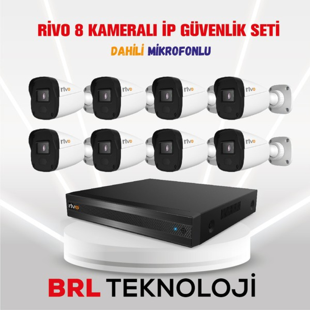 Rivo 8 Kameralı 2 Mp Ip Güvenlik Kamera Seti (Dahili Mikrofonlu) Güvenlik Kameraları Fiyatı