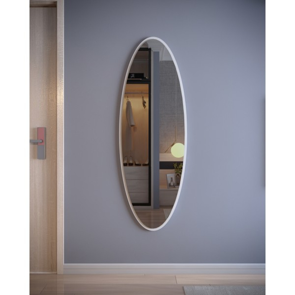 Rivomo Beyaz Elips 120X40 Dekoratif Boy Aynası - 120 x 40 Ayna Fiyatı